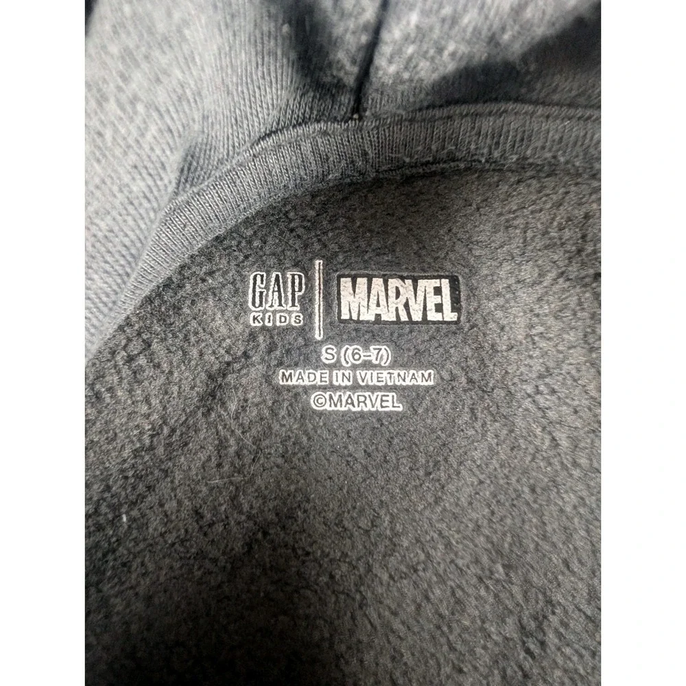 Gap Kids x Marvel Black Panther Hoodie Boys Size S (6-7) Gray Pullover Embossed